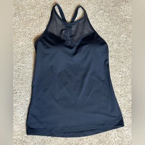 Black shiny stretch athletic tank with build in bra // like new / size S